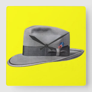 Fedora-Hutdruck Fünfzigerjahre Männer Quadratische Wanduhr