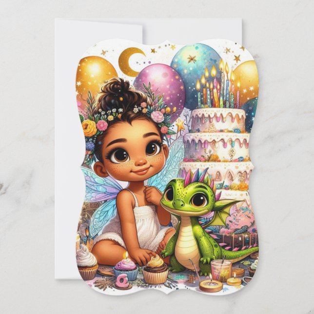 Fée adorable - Baby Dragon carte d'anniversaire (Devant)