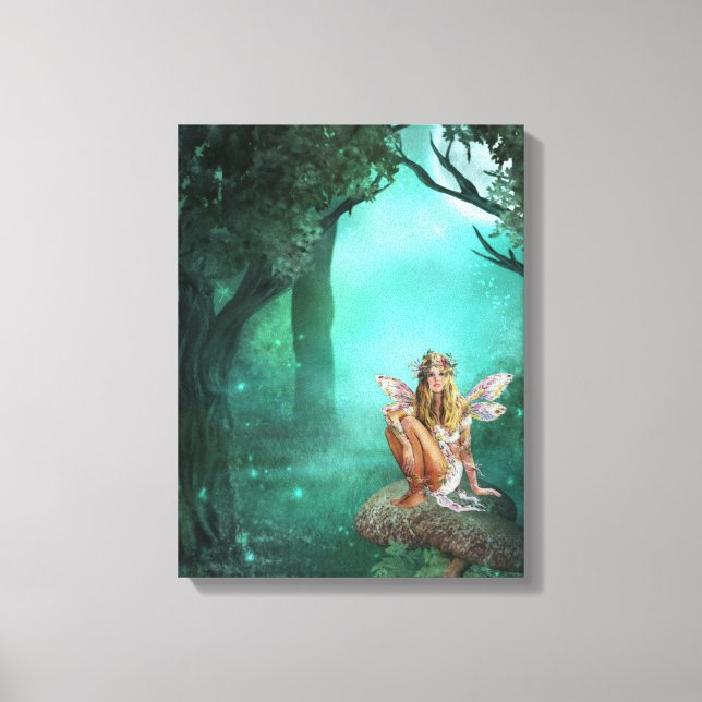 Fée assise sur une toile enveloppée de champignons (Recto)