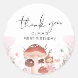 Fee Birthday, verzauberter Whimsical Garden Forest Runder Aufkleber