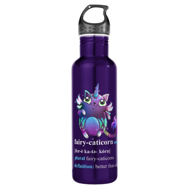 "Fee-cat-unicorn" Edelstahlflasche (Vorderseite)