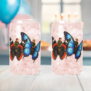 Fée cavalière papillon enchanté verre