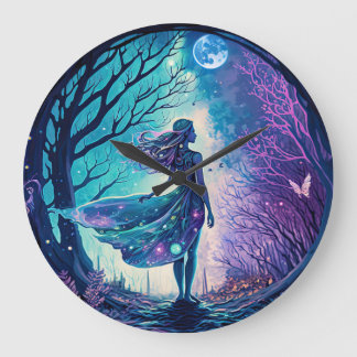 Fée dans une horloge forestière magique
