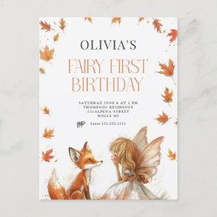 Fée d'automne Première invitation d'anniversaire a