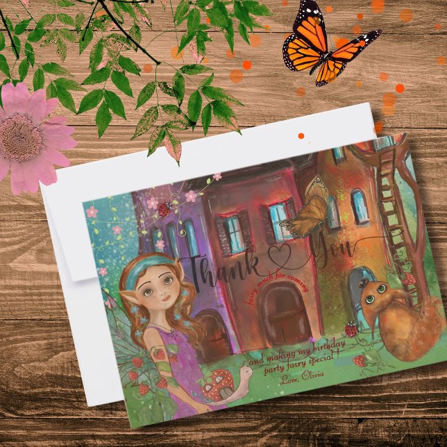 Fée de bois magique 1er anniversaire Merci Note (Magical Woodland Fairy 1st Birthday Thank You Note)