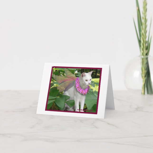 Fée de chat avec Carte pour notes de collier de sa (Devant)