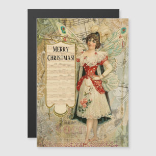 Fée de Noël victorienne annonçant la carte de musi
