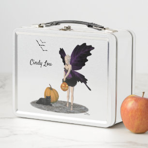 Fée d'Halloween avec lunchbox en métal Citrouille