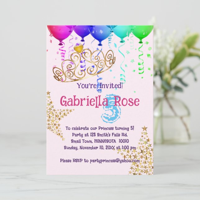 Fée d'or Tiara Invitation fête d'anniversaire (Debout devant)