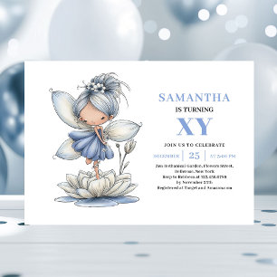 Fée Douce Bleue Fille 6ème Anniversaire Invitation