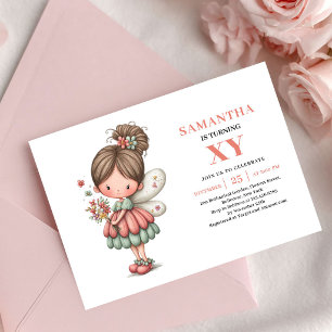 Fée du soleil Invitation d'anniversaire rose paste