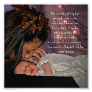 Fée et bébé "Baby Girl" Carré Photo Imprimer Cadea