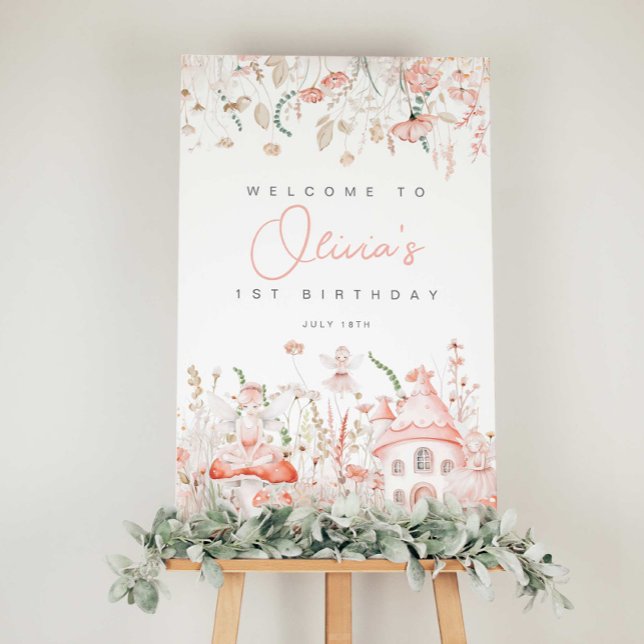 Fée et Fleur sauvage Anniversaire Affiche de bienv (Créateur téléchargé)