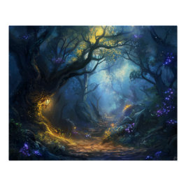 Fee Fantasy Forest Night Scene Poster