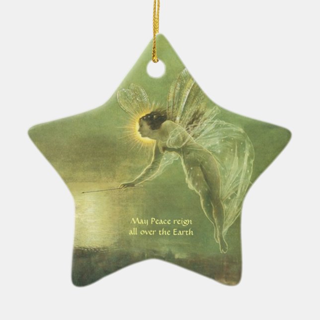 Fee - feenhaftes Winkel-Sternform Weihnachten Keramik Ornament (Vorne)