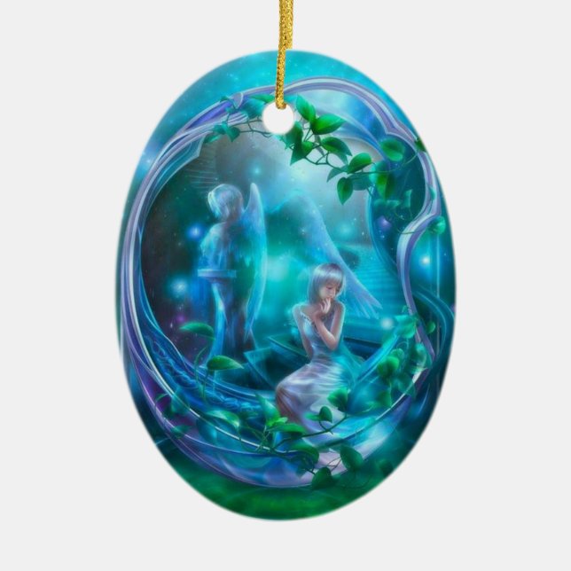 Fee - Girly Digital-Kunst Keramik Ornament (Vorne)