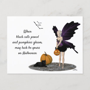 Fée Halloween avec carte postale Citrouille