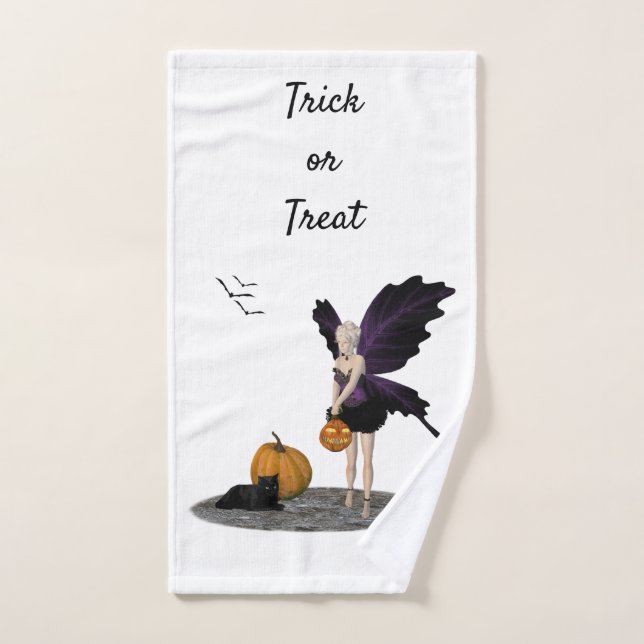 Fée Halloween Avec Serviette À Main Citrouille (Serviette à main)