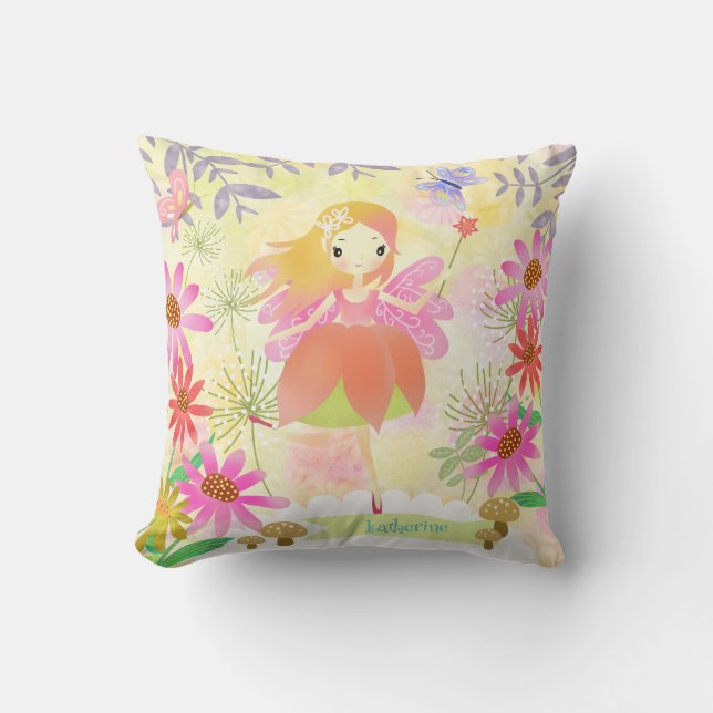 Fee im Garten. Personalisiert.wirbelkissen Kissen (Vorderseite)
