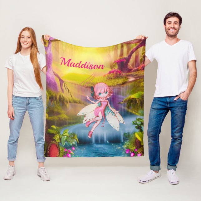 Fee in einem magischen Wald Fleecedecke (Beispiel)