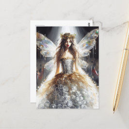 Fee in einem Modekleid aus Kunststoff Postkarte