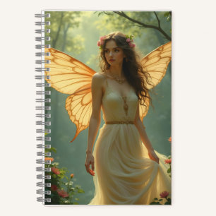 Fee in einem weißen Kleid im Wald Notizbuch