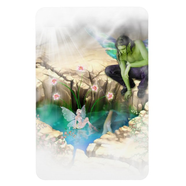 Fee in Elven Pond Vignette Magnet (Vertikal)
