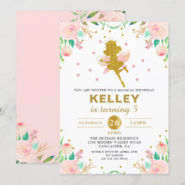 Fée Invitation Anniversaire Rose Floral Girl Party