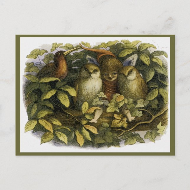 "Fee mit Eulen" von Doyle Postkarte (Vorderseite)