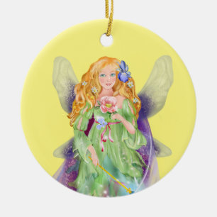 Fee mit Zauberstab-Plakat aus der Blume Keramik Ornament