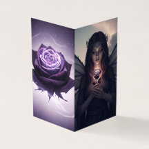 Fée mystique avec Rose violet | Carte de remerciem