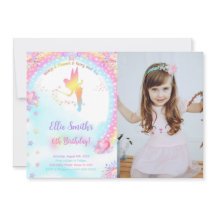 Fée rose Anniversaire Photo Invitation