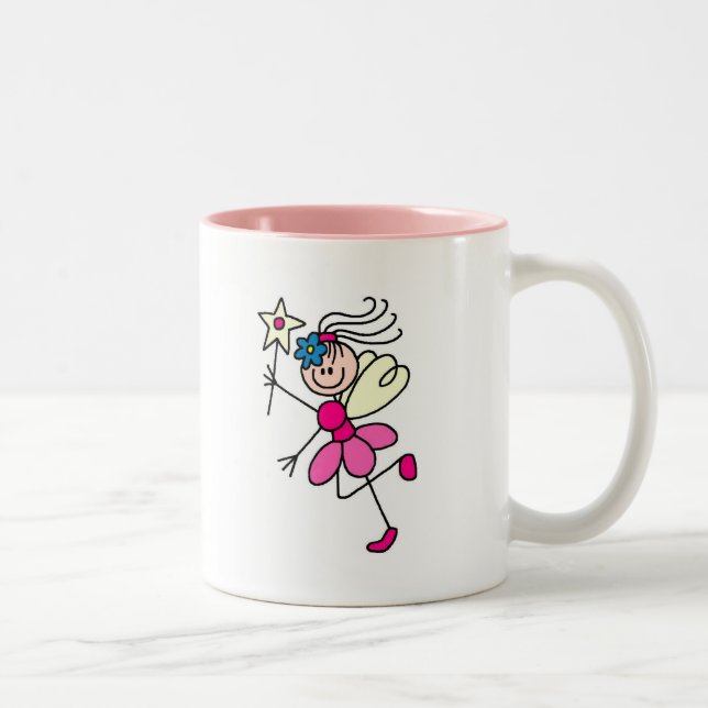 Fée rose d'ange avec la tasse de baguette magique (Droit)