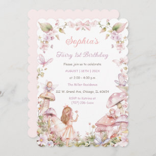 Fée rose et pourpre Invitation de fête d'anniversa