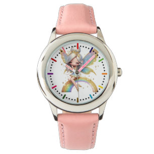 Fee sitzt auf einem Regenbogen Armbanduhr