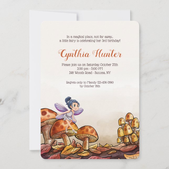 Fée sur une invitation de champignons (Devant)