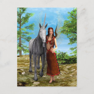 Fee und Einhorn Postkarte