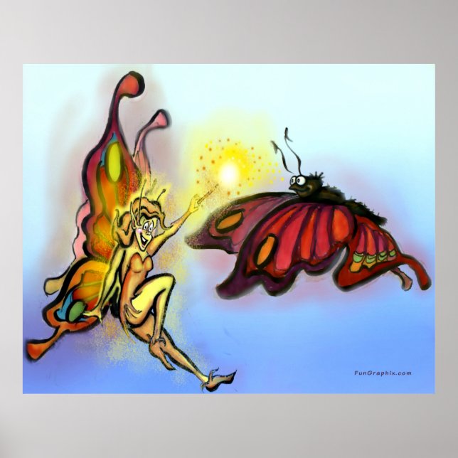 Fee- und Schmetterlingposter Poster (Vorne)