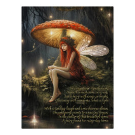 Fee unter Pilz im Regen Poster