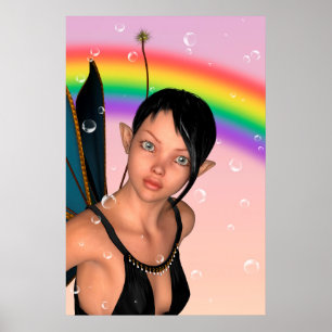 Fee unter Regenbogen Poster
