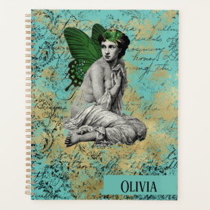 Fée verte vintage sur Aqua Personnalisé