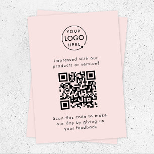 Feedback des Kunden QR Code Business Review Pink Begleitkarte