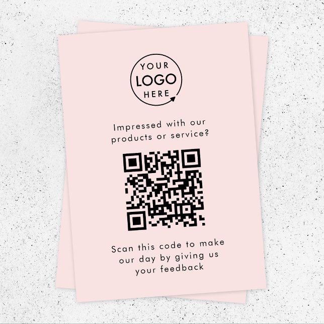 Feedback des Kunden | QR Code Business Review Pink Begleitkarte (Customer feedback enclosure template with interactive QR code for small business customer retention.)