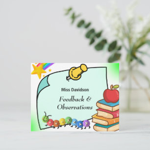 Feedback-Kommentar des Lehrers an den Schüler Mitteilungskarte