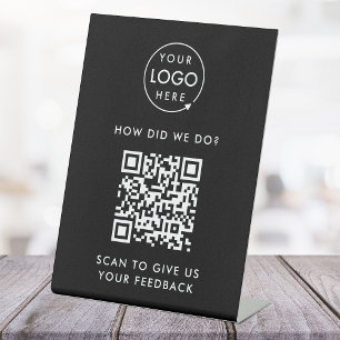 Feedback von Kunden QR Code Business Rating Black Sockelschild