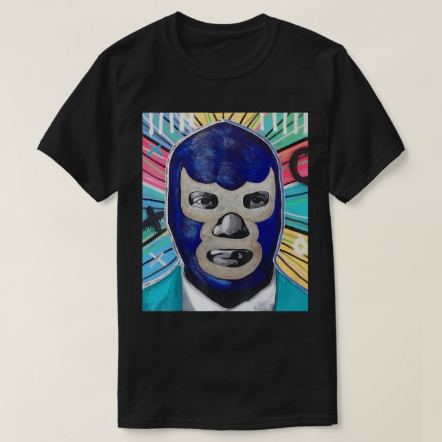 Feel-Ink Demon Blue Lucha Libre Mexikanischer Wres T-Shirt (Design vorne)