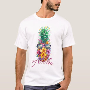 Feel the Aloha Spirit Hibiskus Hawaiian Ananas T-Shirt