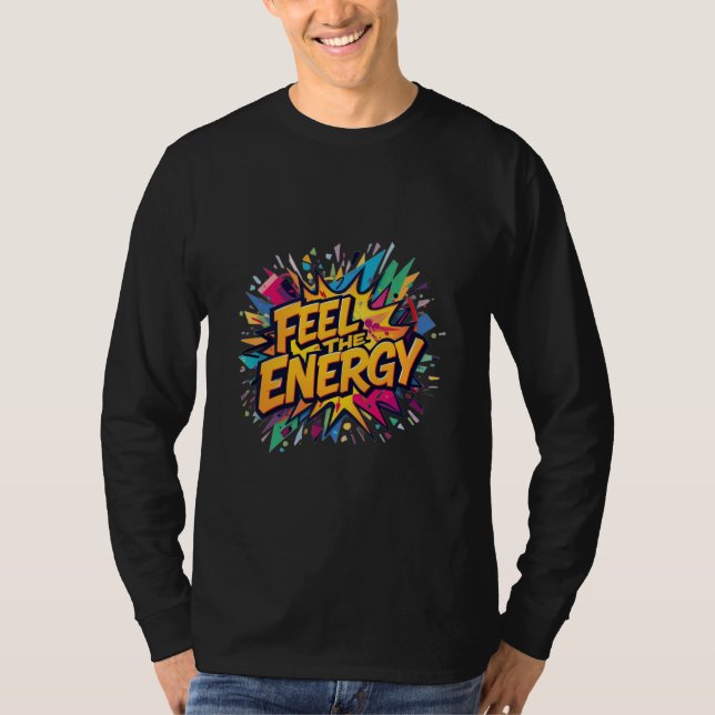 FEEL THE ENERGY – Neon Lightning Heart Shirt (Vorderseite)