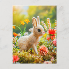 Feelhase in farbenfroher Blume Wiese Postkarte