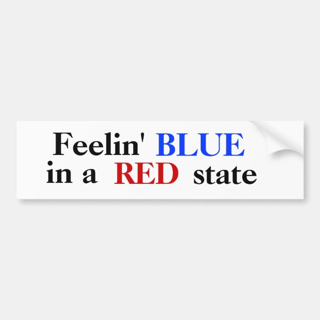 Feelin BLAU in einem ROTEN Staat Autoaufkleber (Vorne)